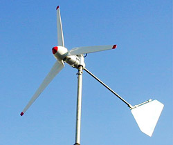 オフィスビル駐車場照明の風力発電設備